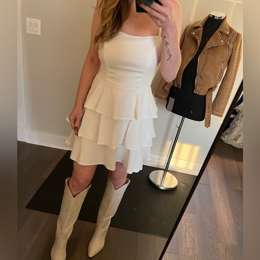 Row A - White Tiered Mini Dress